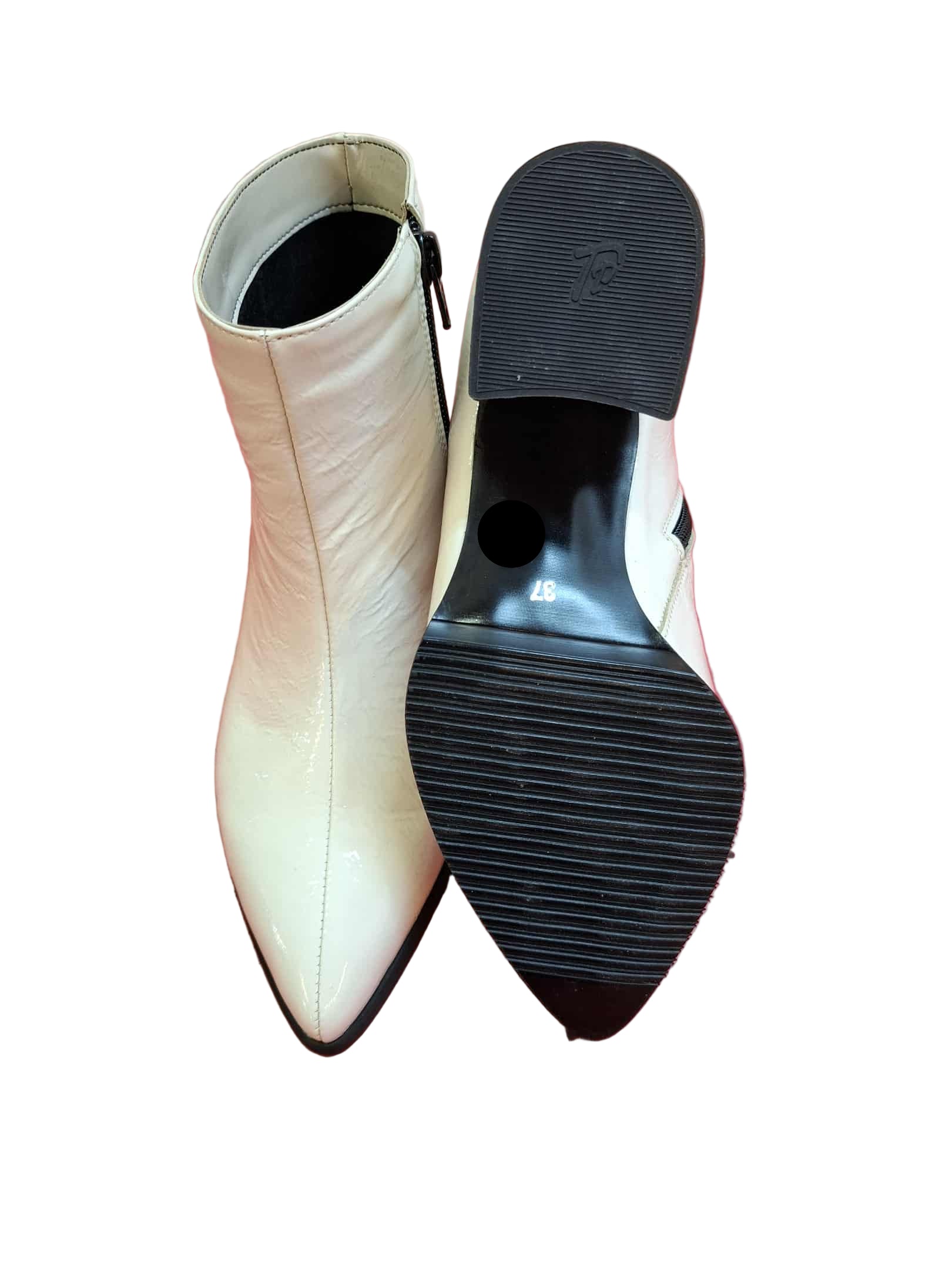 Botine Piele Naturala Savina Bej Naplac- Dolly Shoes