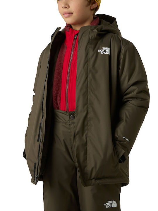 The North Face Geacă Impermeabilă și Antivânt pentru Copii cu Glugă Kaki