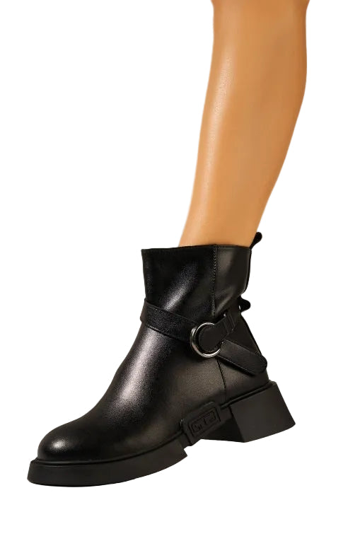 Ghete Piele Naturala ZP04 Black  - Lulu