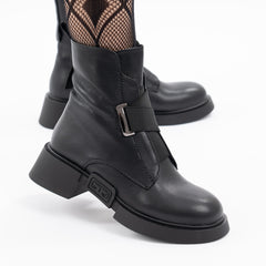 Ghete Piele Naturala ZP13 Black  - Lulu