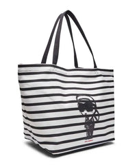 Geanta Ikon Print Stripe Shopper Black-White - Karl Lagerfeld