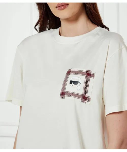Camasa Noapte Ikon T-shirt Dress Cream - Karl Lagerfeld