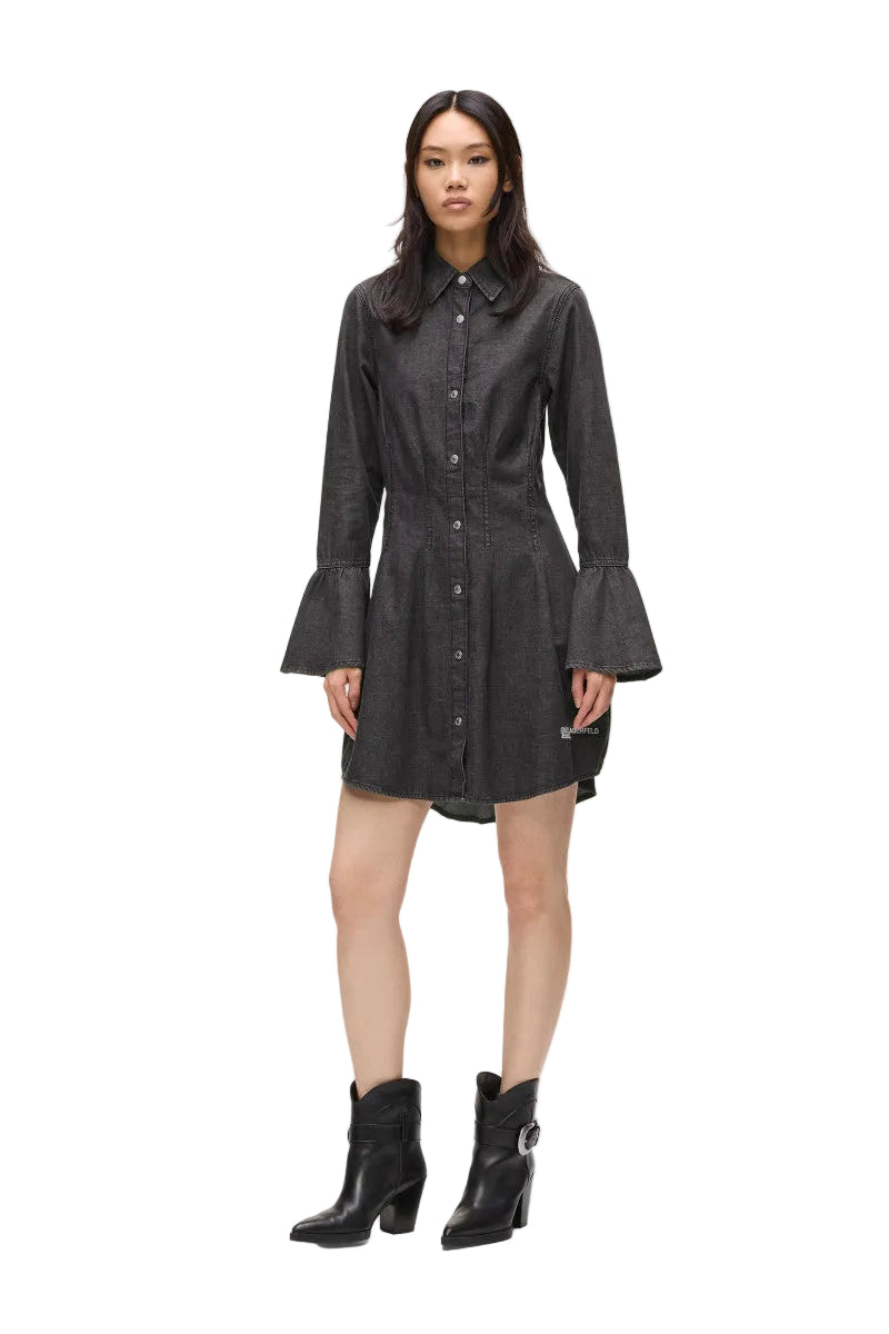 Rochie Din Denim Cu Maneci Evazate Karl Lagerfeld