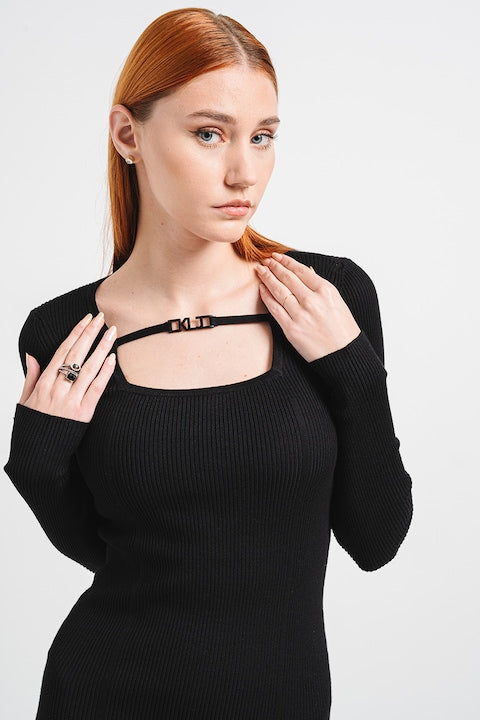 Rochie Knitted Logo Black - Karl Lagerfeld
