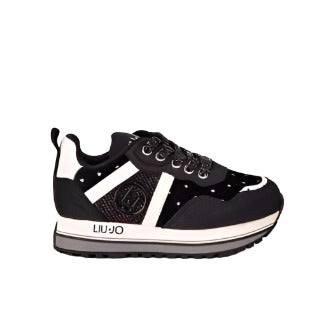 LIU JO MAXI WONDER 604 - SNEAKER MICROFIBER/GLITTER BLACK