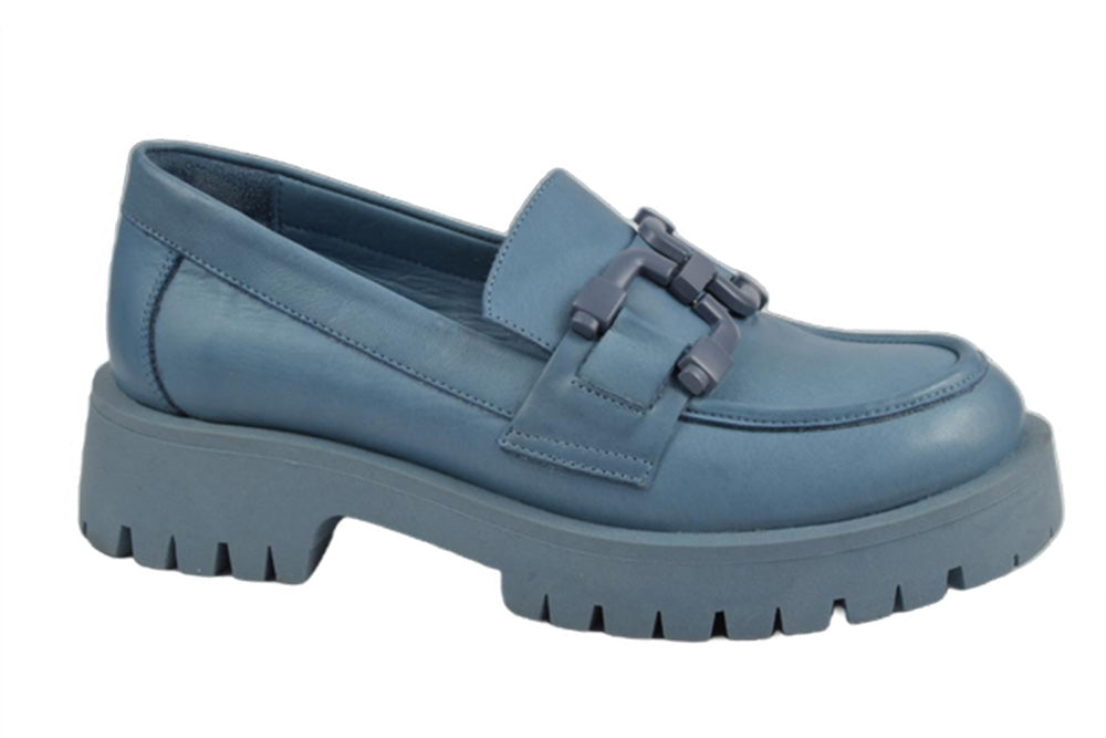 Pantofi Piele Naturala Flavia Bleu