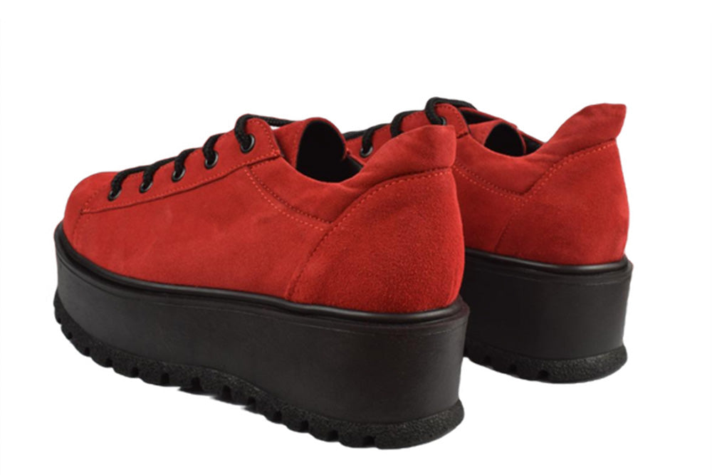 Pantofi Piele Naturala Florence Red Velur TE20