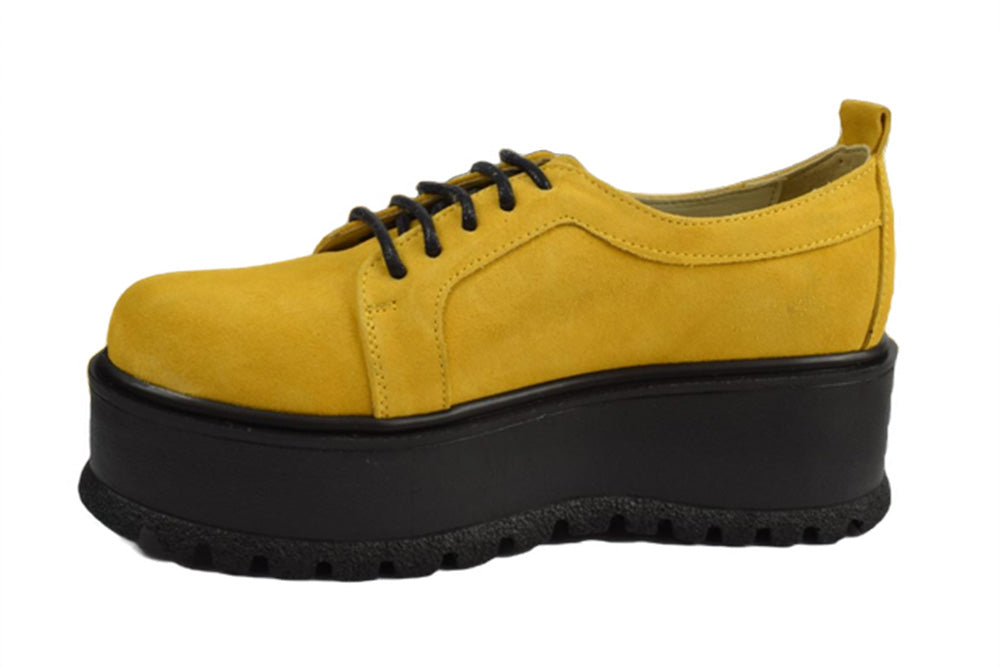 Pantofi Piele Naturala Molly Yellow Velur TE20