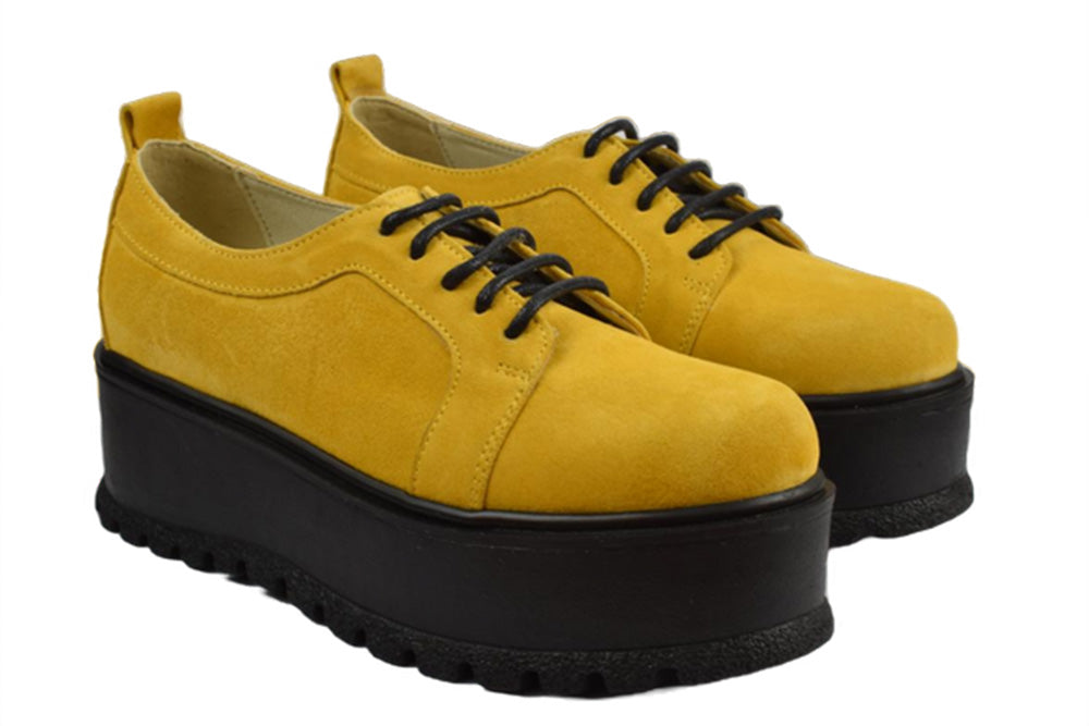 Pantofi Piele Naturala Molly Yellow Velur TE20