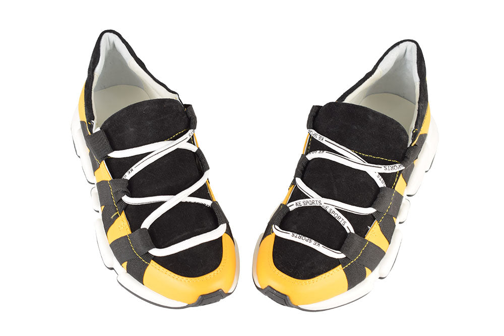 Sneakers Piele Naturala Byona Yellow&Black