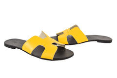 Papuci Piele Naturala Hava Yellow